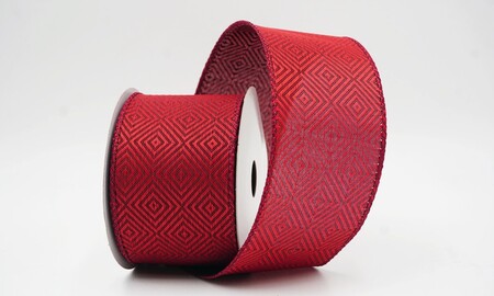 Bordeauxrood geometrisch ruitpatroon tweed draadlint_KW0477GC-8-8